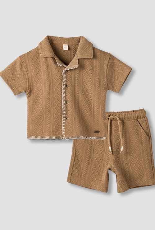Giggles Textured Shirt and Shorts Set