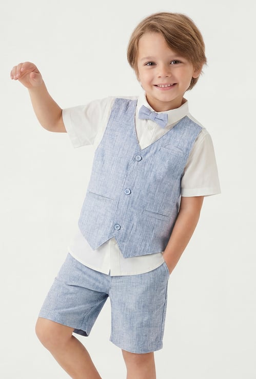 Juniors Woven Striped Layered Shirt and Shorts Set