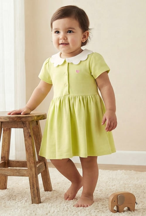 Juniors Scalloped Collar A-line Dress