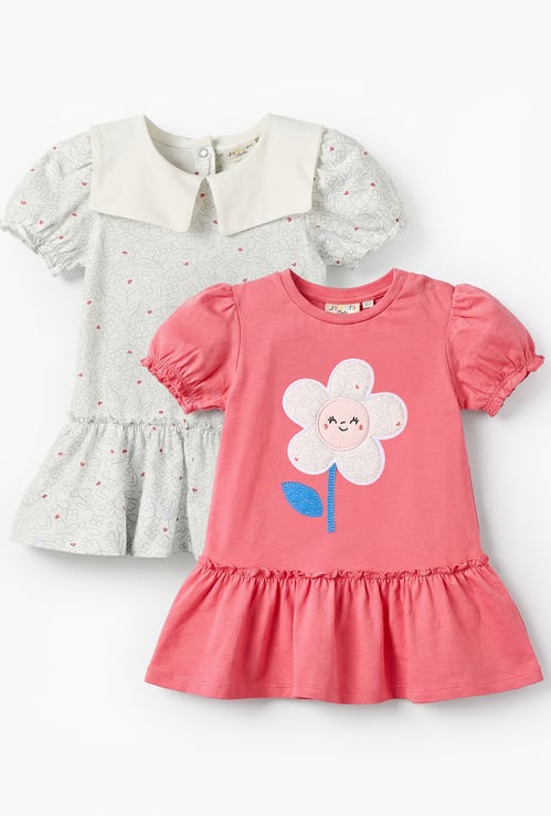 Juniors Floral Print Drop Waist Dress - Set of 2