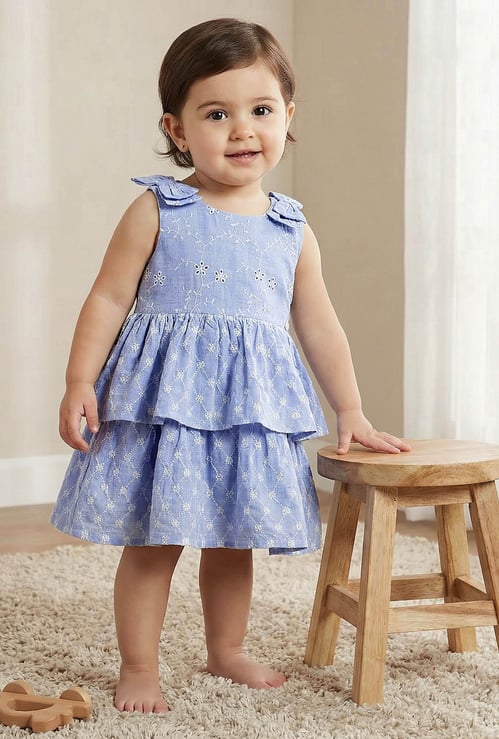 Giggles Embroidered Tiered Dress