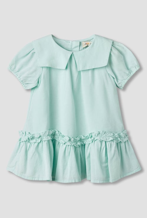 Juniors Drop Waist Dress with Ruffle Hem