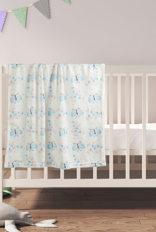 Juniors Coral Fleece Butterfly Print Raschel Blanket - 76x102cm