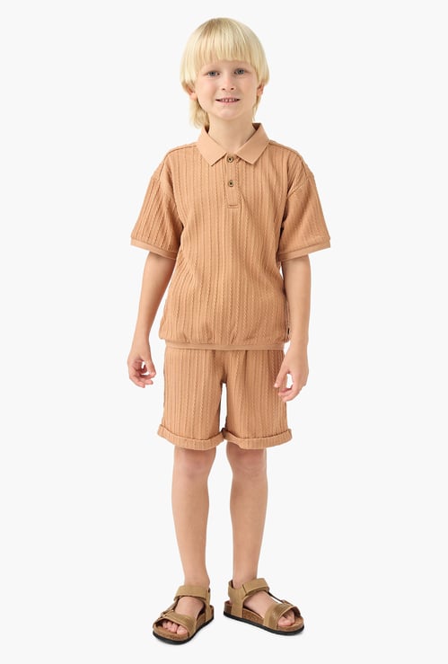 Ribbed Shirt and Shorts Set