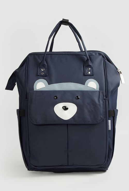 Juniors Bear Applique Diaper Backpack