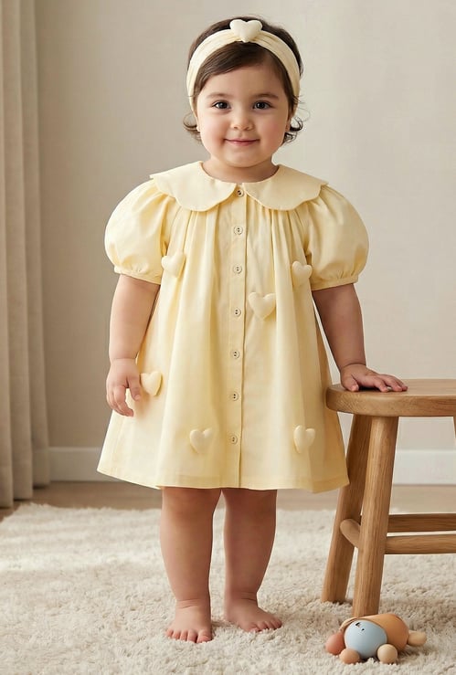 Juniors Applique A-line Dress with Headband