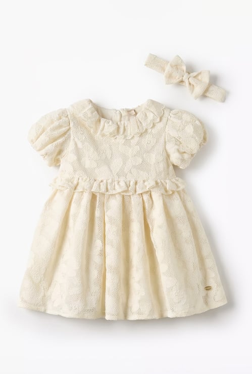 Giggles Applique A-line Dress with Hairband