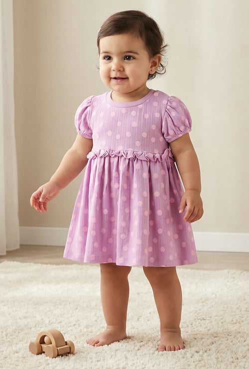 Juniors Polka Dot Print A-line Dress