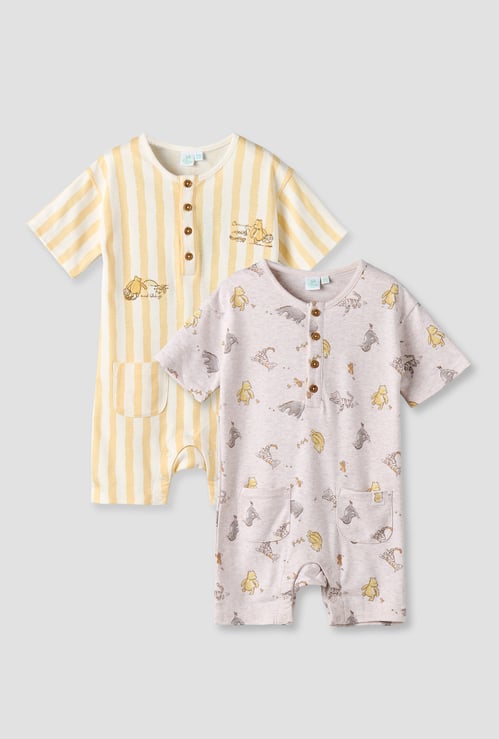 Juniors Winnie the Pooh Rompers with Snap Closure - Set of 2