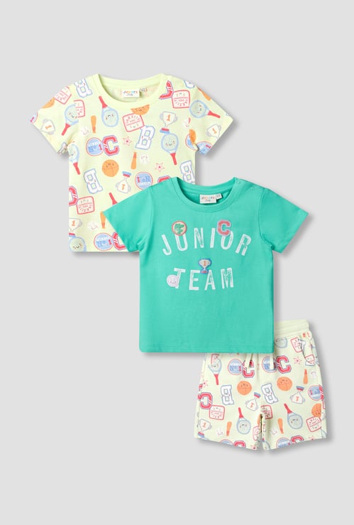 Juniors 3 Piece Printed T-shirt and Shorts Set