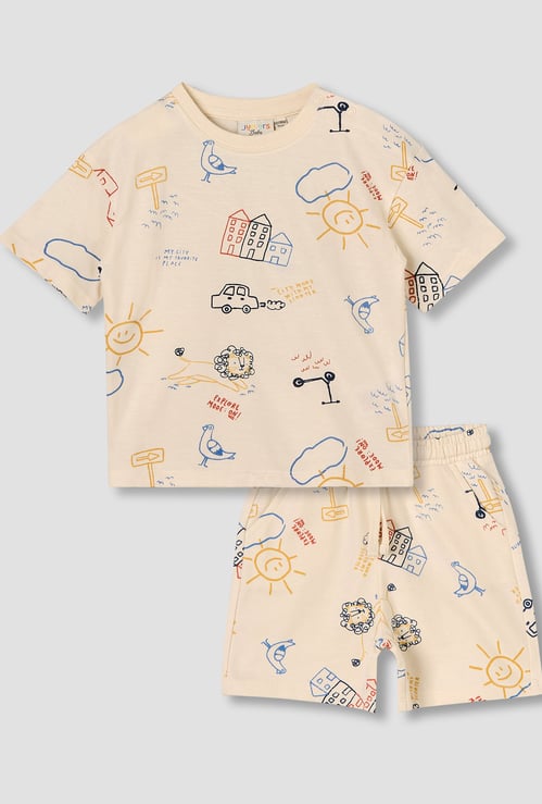 Juniors Printed T-shirt and Shorts Set