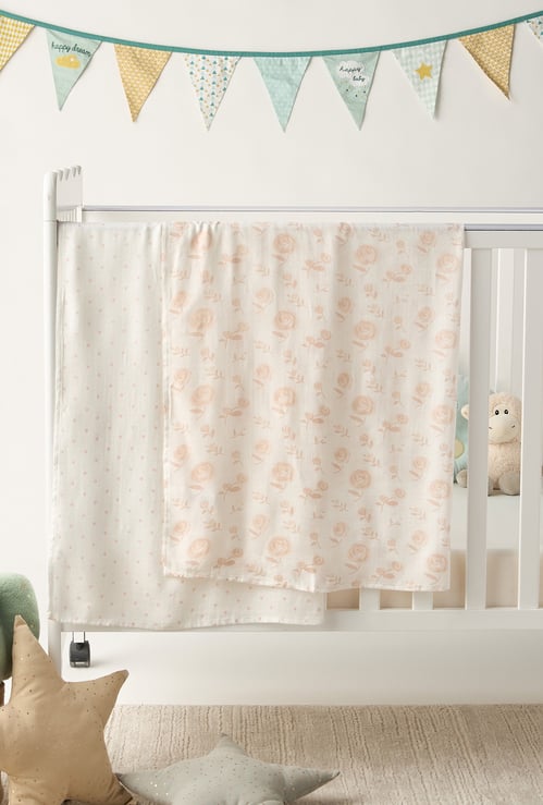 Giggles 2-Piece Printed Muslin Swaddle Blanket Set