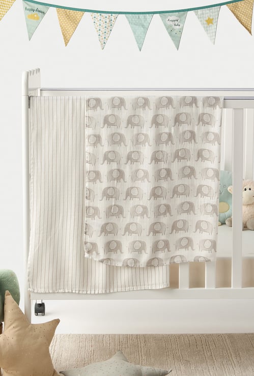 Giggles 2-Piece Assorted Muslin Swaddle Blanket - 100x100cm