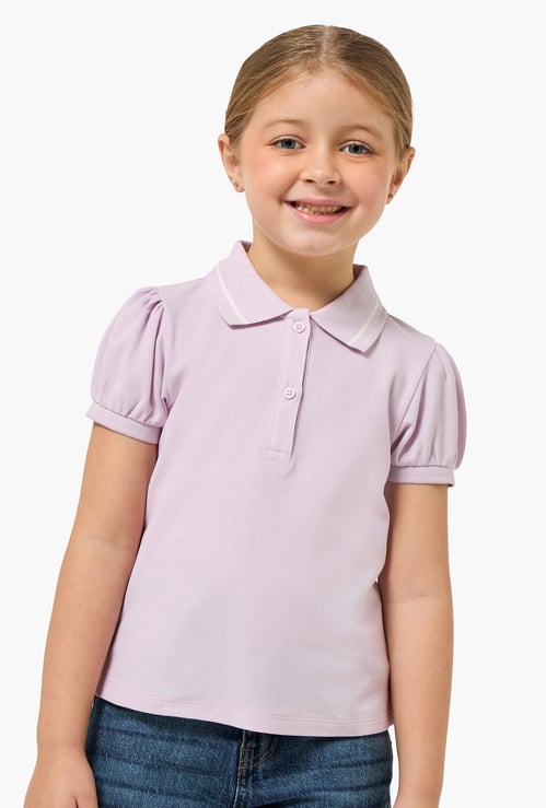 Juniors Solid Polo T-shirt