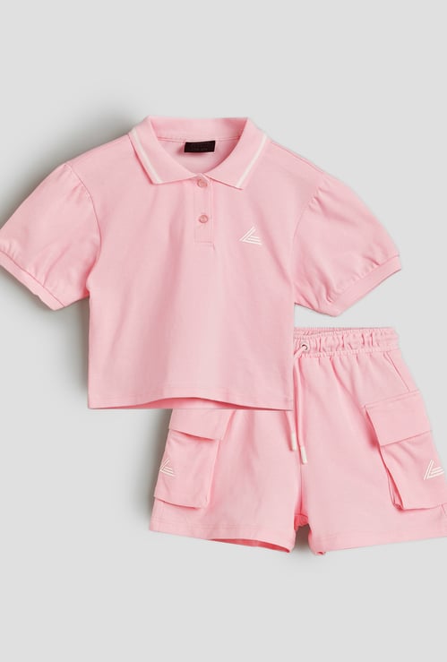 Junior Sports Polo T-shirt with Shorts Set