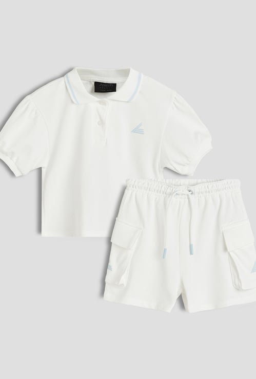 Junior Sports Solid T-shirt with Shorts Set