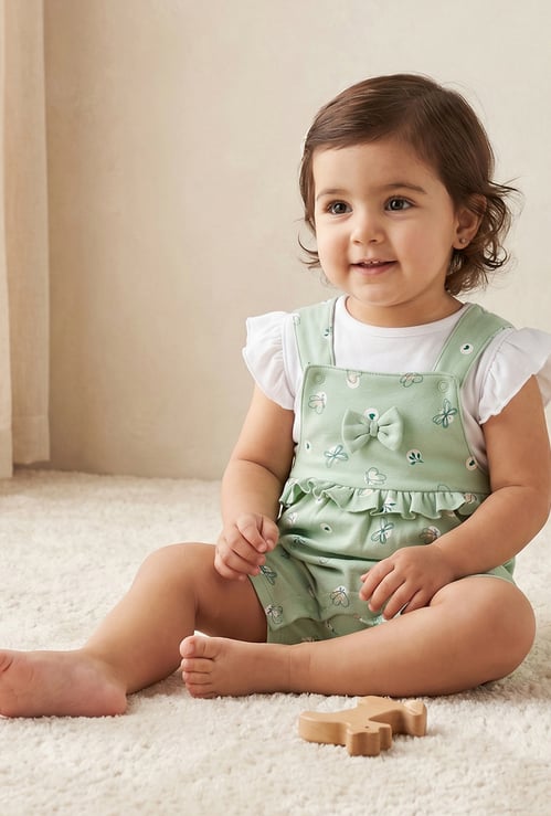 Juniors Printed Dungaree and Top Set