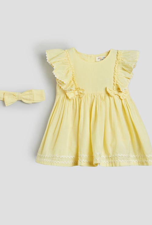 Juniors Frill A-line Dress with Headband