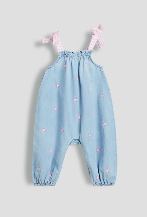 Juniors Embroidered Denim Dungarees