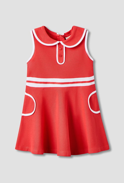 Juniors Contrast Trim A-Line Dress