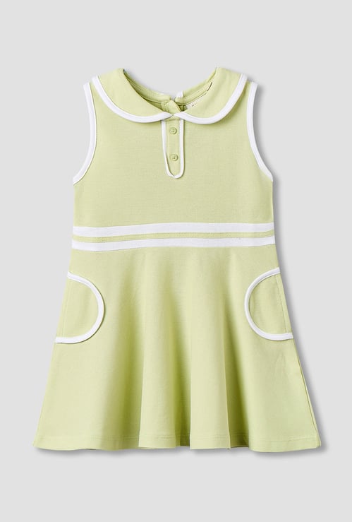 Juniors Contrast Trim A-Line Dress