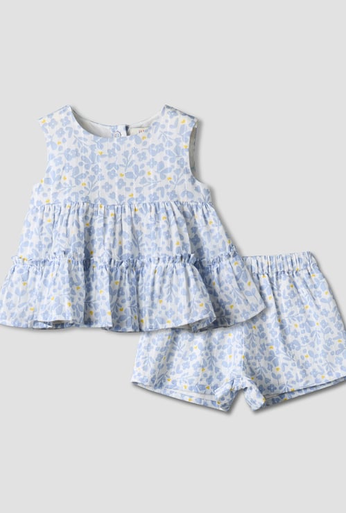 Juniors Floral Print Top and Shorts Set