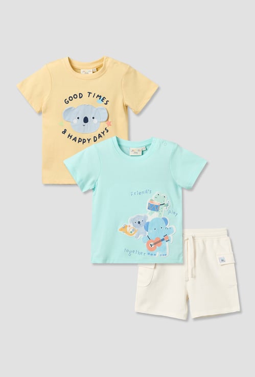 Juniors 3-Piece Printed T-shirt and Shorts Set