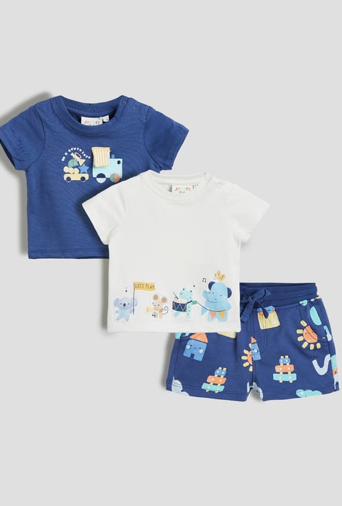 Juniors 3-Piece Printed T-shirt and Shorts Set