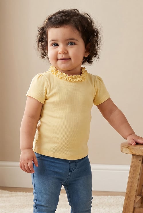 Juniors Ruffle Neck T-shirt