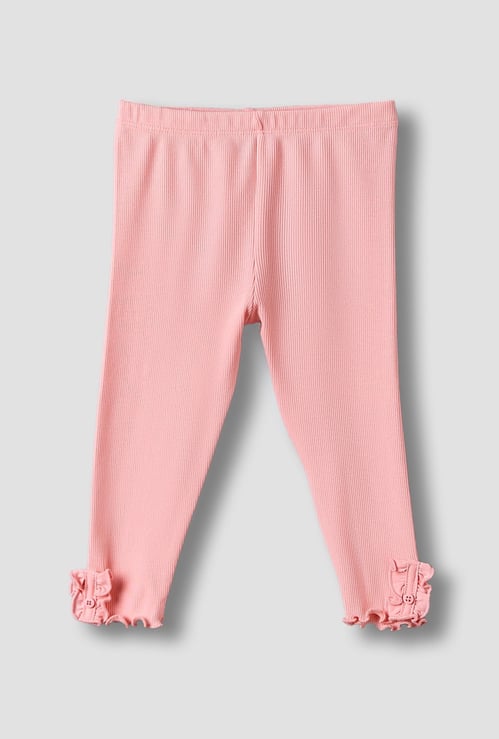 Juniors Leggings with Lettuce Hem