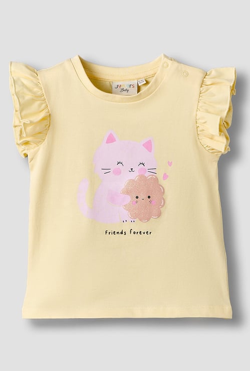 Juniors Printed Cat Print Top