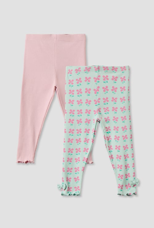 Juniors Assorted Leggings with Lettuce Hem - Pack of 2