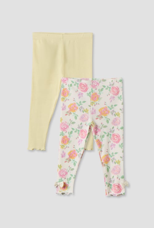 Juniors Assorted Leggings with Lettuce Hem - Pack of 2
