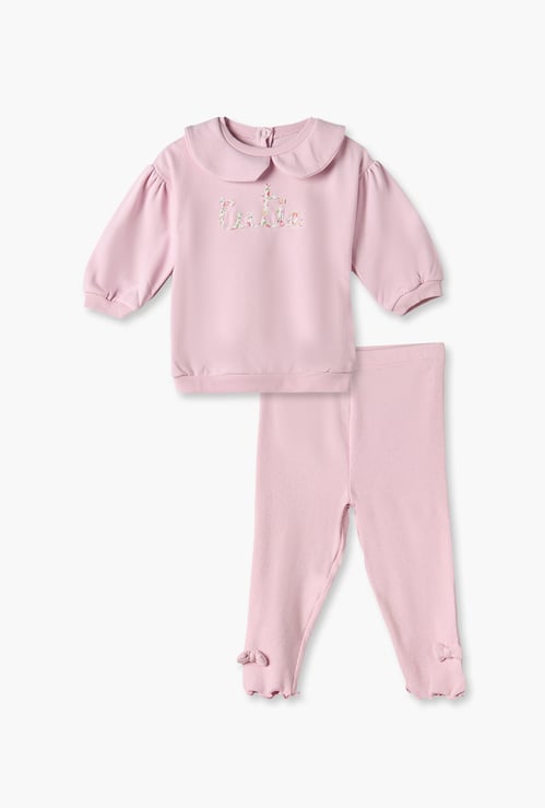 Juniors Applique Sweatshirt with Leggings Set
