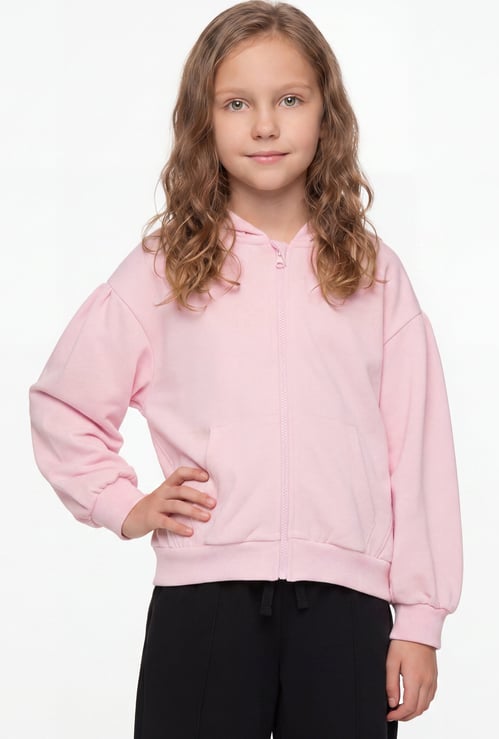 Juniors Solid Zip-Up Hoodie