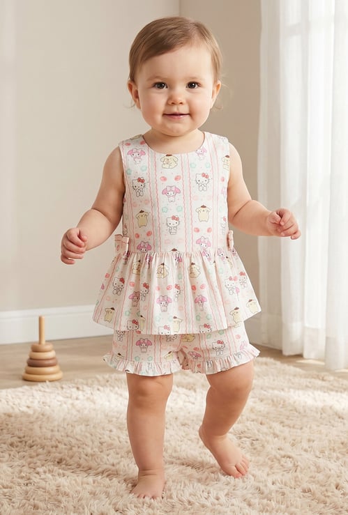 Juniors Sanrio Hello Kitty Peplum Top and Shorts Set
