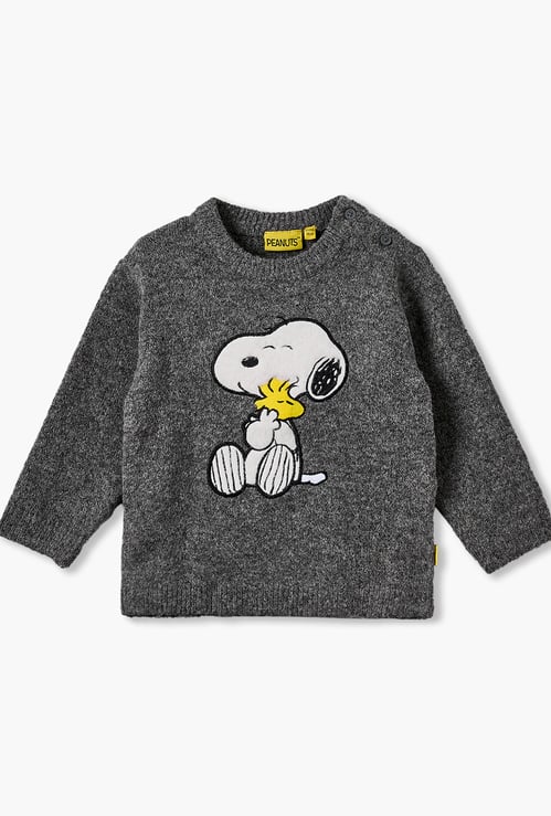 Juniors Peanuts Appliqued Sweater