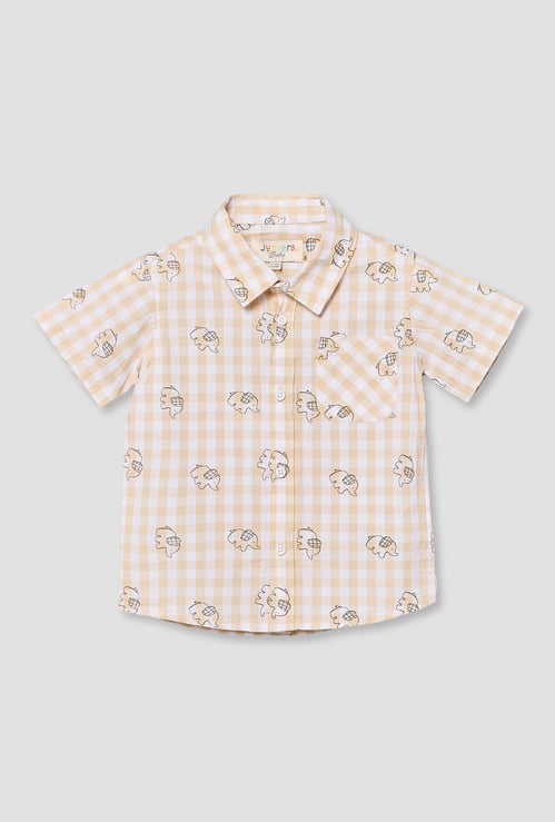 Juniors Checked Elephant Print Shirt