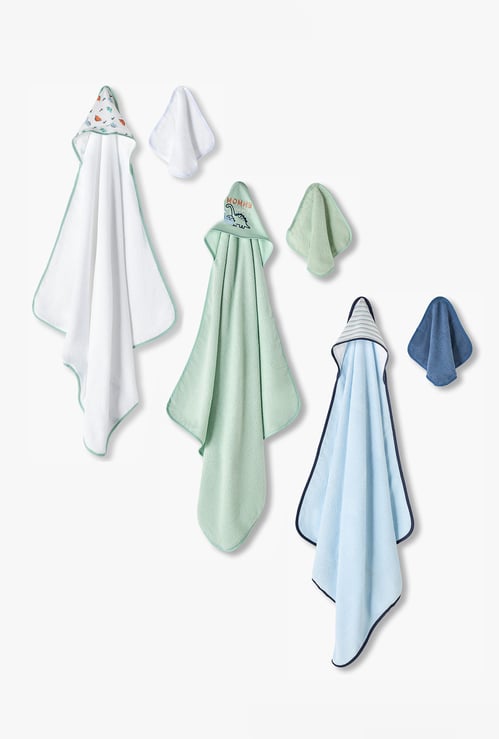 Juniors Hooded Towel and Wash Cloth Set - Pack of 6