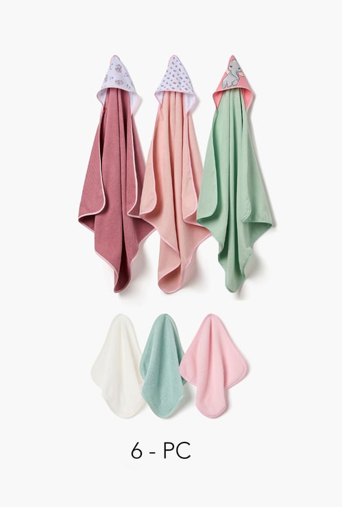 Juniors Hooded Towel and Washcloth Set - Pack of 6