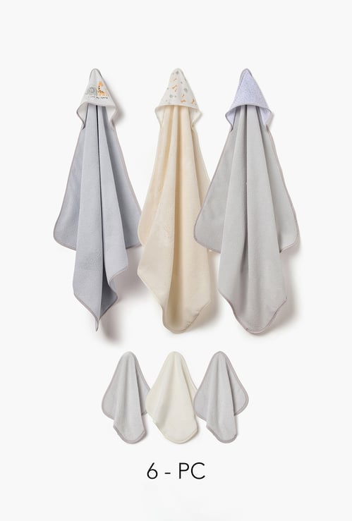 Juniors Hooded Towel and Washcloth Set - Pack of 6
