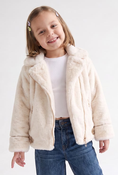 Juniors Faux Fur Biker Jacket