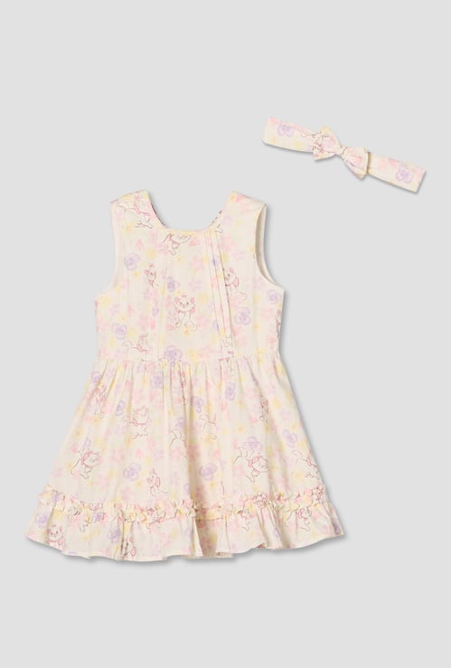 Juniors Marie Print A-line Dress with Headband
