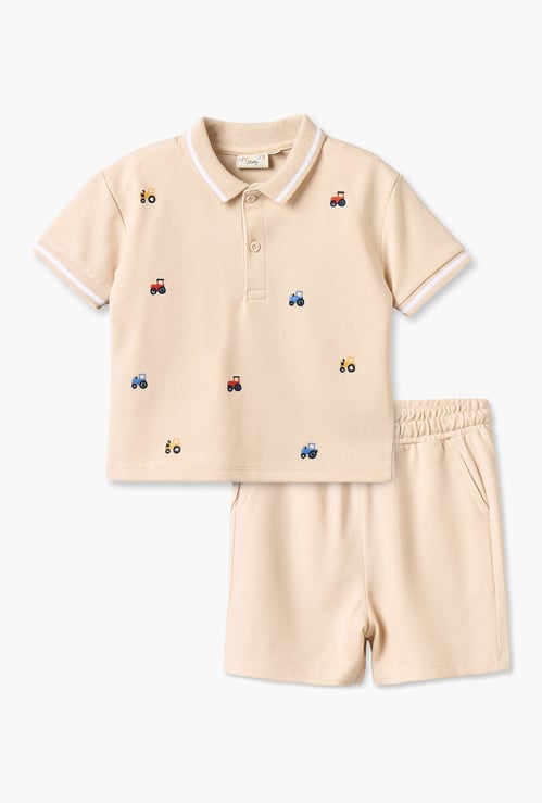 Juniors Embroidered T-shirt and Shorts Set