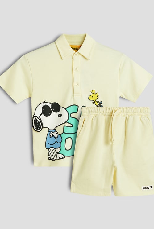 Juniors Snoopy Print Shirt with Shorts Set