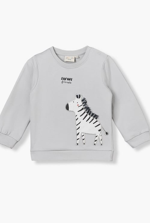 Juniors Zebra Applique Sweatshirt