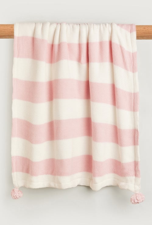 Juniors Striped Sherpa Raschel Blanket - 100 x 80 cm