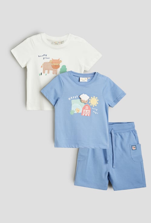 Juniors Printed 3 Piece Shorts Set