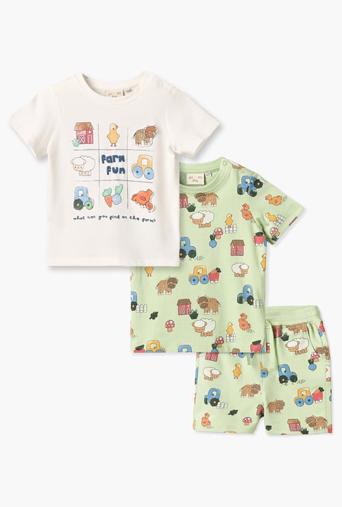 Juniors 3-Piece Printed T-shirt and Shorts Set