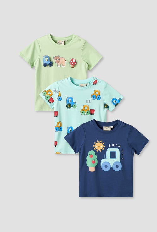 Juniors Car Applique T-shirt  - Pack of 3